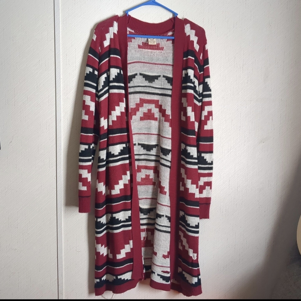 Long multi colored cardigan sweater